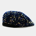 thumbnail image 4 of Women Girls Sparkly Sequin Beret Hat Fashion Fun Stretch Beanie Cap Headwear for Festival Party Club, 4 of 5
