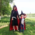 thumbnail image 5 of Piezas Capa de Halloween para niños y adultos, accesorios de disfraz de maquillaje, capa de muerte, capa de pirata, capa de cosplay de 90 cm (gorra de doble cara roja y negra de doble cara), 5 of 5