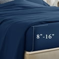 thumbnail image 5 of LBRO2M 1000 Thread Count Queen Sheet Set, 100% Egyptian Cotton Sheets, 4 Piece Hotel Sheets with 16" Deep Pocket, Navy Blue, 5 of 8