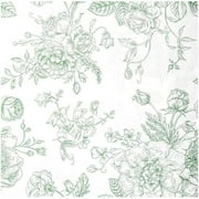 100 Floral Cocktail Napkins Sage Green White Toile Paper Napkins Vintage Flower Bouquet Disposable Hand Towels for Bridal Baby Shower Christmas Tea Party Supplies Table Decor (Green Floral)