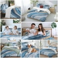 thumbnail image 6 of Abstract Marble Waves Texture Duvet Cover Set Queen Size Gradient Blue Gold Art Soft Lightweight Comforter Covers 4 Piece Bedding Set with 1 Duvet Cover 1 Bed Sheet & 2 Pillow Shams, 6 of 8