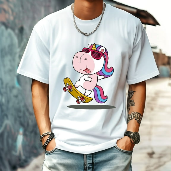 Men's T Shirt Round Neck Patterned Tee Summer New Sports Shirt Vintage Style Gift for Friends XS