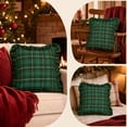 thumbnail image 4 of Kuokaa Green Gold Plaid Ruffle Pillow Cover, Christmas Checkered Throw Cushion Case for Sofa, Cover Only, 4 of 7