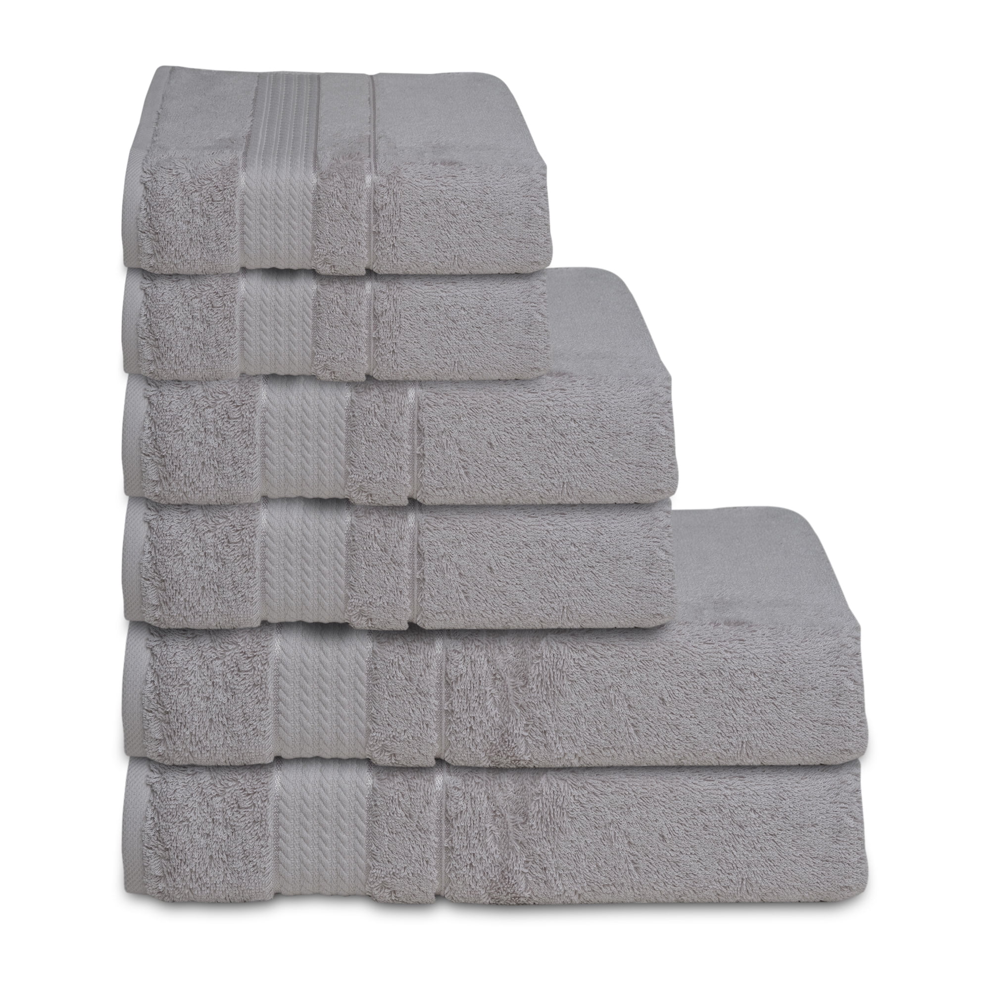 Melissa Linen Luxury Bath Towels Set of 6  - Bath Towels, Hand Towels, and Washcloths for the Bathroom – Silver Gray
