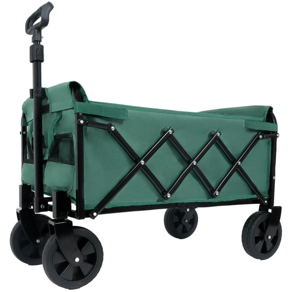 Olurrisa Expandable Dual-Layer Utility Wagon with 100% Extra Space - Grocery Cart for Camping, Shopping, Sports, Gardening, Fishing, Supports 225lbs, Green