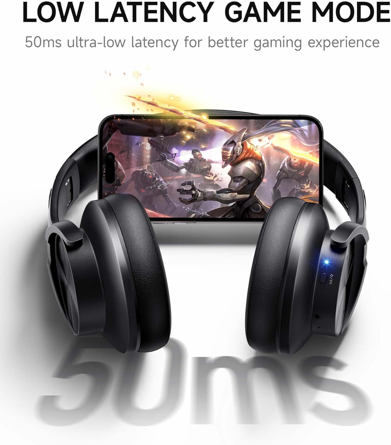 Picun B8 Bluetooth Headphones, 120 Hours Headphone Wireless Bluetooth, Hands-Free Calls, 3EQ & Game Mode, Foldable Headphones Over Ear for Travel Home Office Cellphone PC Black