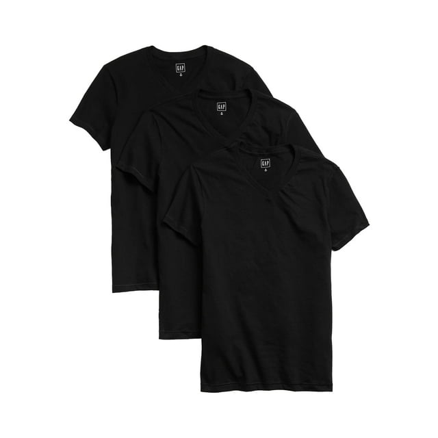 Remeras GAP Cuello en V Paquete de 3 Color Negro Intenso Talle Grande