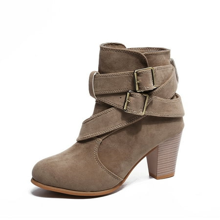 

YAZI Women s Chunky High Heel Ankle Booties
