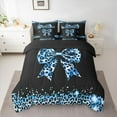 thumbnail image 2 of Homewish Cute Blue Bowtie Bedding Comforter Set 7pcs for Children Teens,Kawaii Ribbon Bow Knot Queen Bedding Sets Super Cozy,Abstract Cheetah Print Queen Sheet Sets,Microfiber Bedroom Decor, 2 of 8