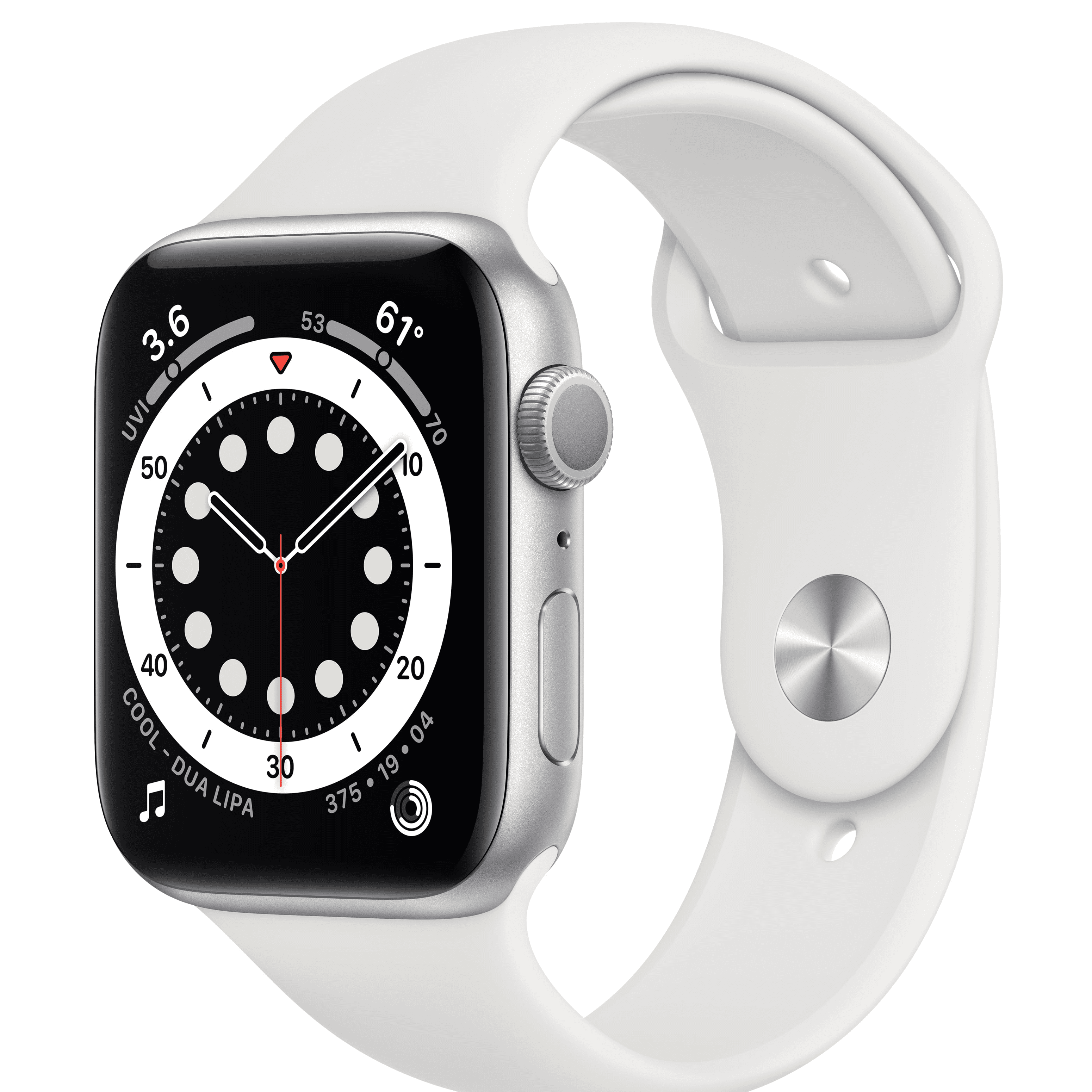 Apple Watch Series 6 GPS, 40mm Silver Aluminum Case with White 