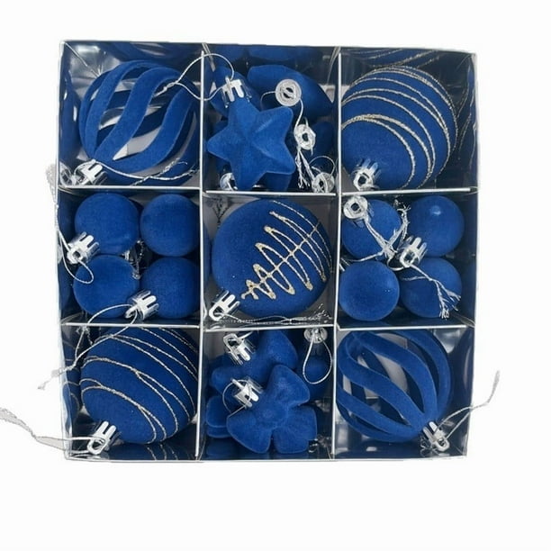 Juego de 27 bolas navideñas de terciopelo flocado | Adornos colgantes de plástico marrón para árbol | Decoración navideña duradera y resistente a la decoloración para árboles, puertas, paredes,