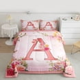 thumbnail image 3 of Homewish Letter A Monogrammed Queen Comforter Set,Romantic Flower Bedding Sets,Colorful Floral Bedding Comforter Set For Girls Kids,Microfiber Room Decorative Reversible,3 Pieces, 3 of 9