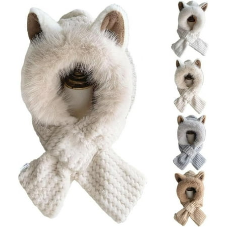 Cute Fox Ears 2-in-1 Hat and Scarf, Integrated Ear Protection Windproof Cap Scarf, Winter Hat Scarf Set for Women