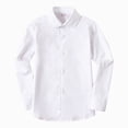 thumbnail image 3 of TOWED22 Girls Long Sleeve Uniform Shirt, Kids Stretch Button Down Dress Shirts, Stain Resistant Blouse with Peter Pan Collar(Beige,9-10 Y), 3 of 5