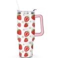 thumbnail image 2 of 40oz Cute Red Strawberry Stainless Steel Flip Straw Tumbler Spill Proof Travel Cup Double Wall Vacuum Insulated Coffee Mug with Top Handle, 2 of 6