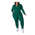 thumbnail image 4 of Plus Size Women’s Two Piece Outfit Solid Color Long Sleeve Top and Pants Casual Matching Set Relaxed Fit Comfortable Everyday Wear, 4 of 5
