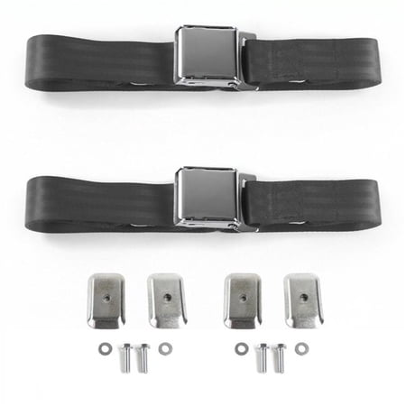 Airplane 2 Point Charcoal Retractable Bucket Seat Belt Kit With Bracketry 2 Belts For 1966 1973 Jeep Commando