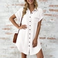 thumbnail image 6 of Gamivast Denim Dress for Women Casual Short Sleeve Shirt Dress Button Down Lapel Neck Summer Dress Solid Loose Fit Beach Sun Dress Pockets, 6 of 7