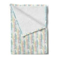 thumbnail image 2 of Unicorn Soft Flannel Fleece Throw Blanket, Pastel Colored Vertical Stripes with White Unicorn Silhouettes and Stars Fantasy, Cozy Plush for Indoor and Outdoor Use, 60" x 80", Multicolor, by Ambesonne, 2 of 5