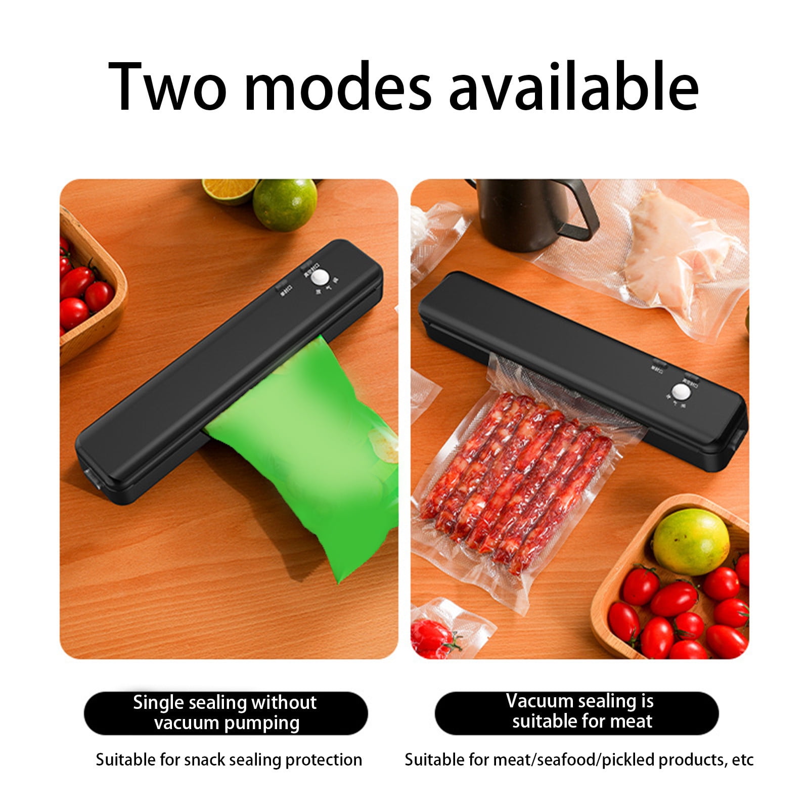 PureCasa Electric Vacuum Sealer for Food Storage & Preservation, 110V 80W Automatic Vacuum Sealer Household Packaging Machine for Plastic Bags, Kitchen Supplies, 13.8"x2.6"x2", 1PC, Black