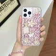 thumbnail image 4 of Compatible with iPhone 14 Pro Max Bling Case with Lanyard Strap Luxury 3D Diamond Crystal Rhinestone for Women Girls Glitter Sparkle Case Shiny Gemstone Perfume Bottle and Flower Design, Pink, 4 of 14