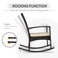 thumbnail image 3 of 3-Piece Dark Grey Wicker Rocking Chair Set with Table - Outdoor Patio Bistro Seating for Deck, Backyard & Poolside Relaxation - Durable PE Rattan Furniture, 3 of 7