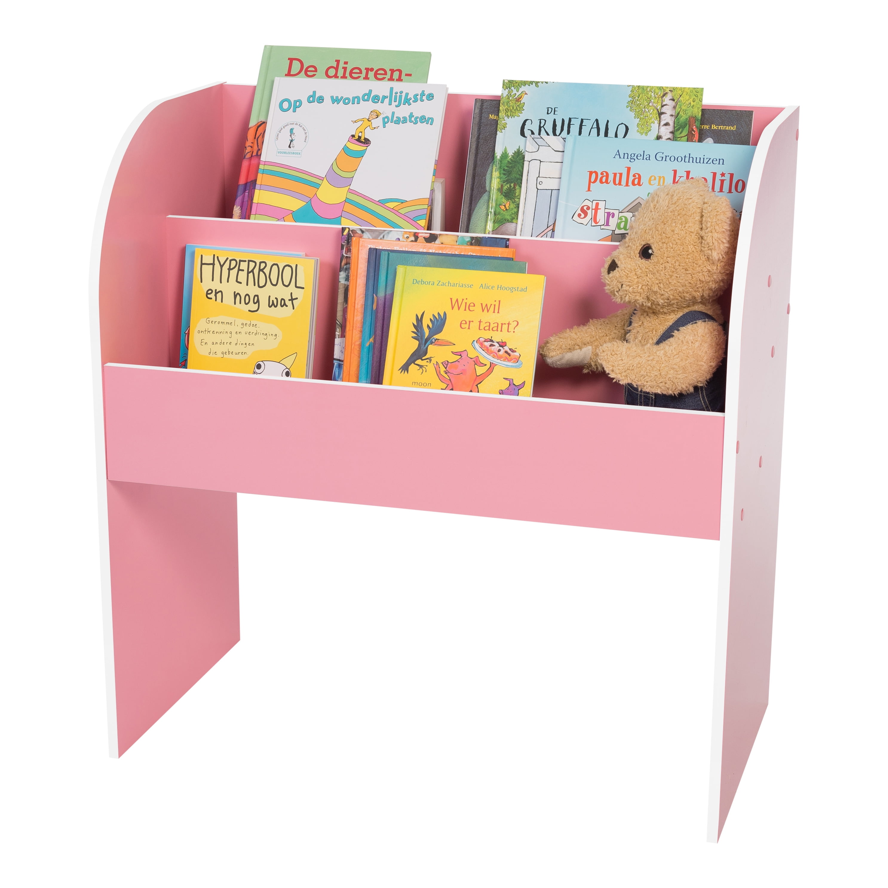 IRIS USA Wooden Bookcase or Storage Shelf, Pink and White Finish, 3