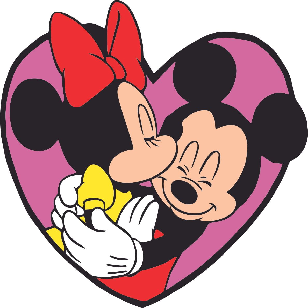 Mickey Minnie Kissing Color Cartoon Customized Wall Decal - Custom