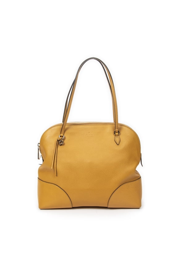 Pre-Owned Gucci Yellow Bree Dome Tote Shoulder Bag Grained Calfskin Leather