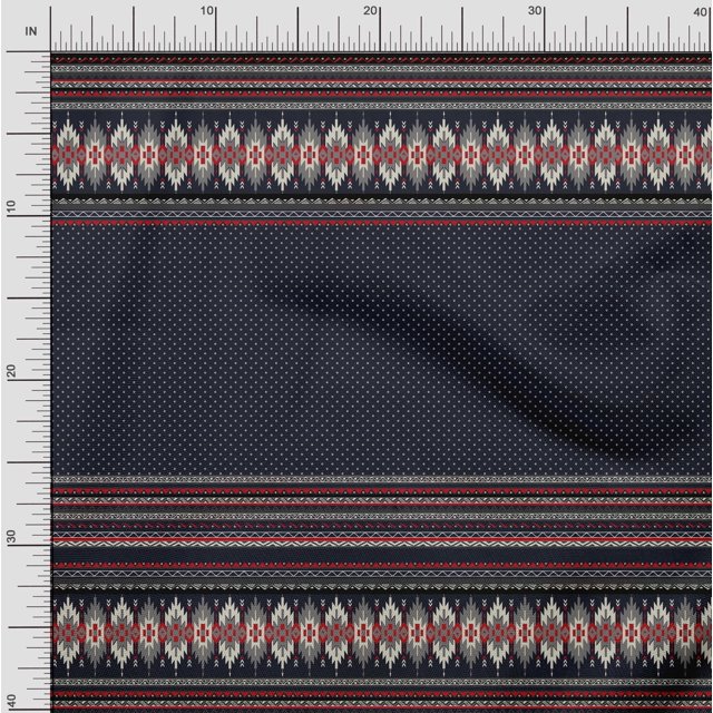 Soimoi Rayon Fabric Dot & Aztec Panel Print Sewing Fabric Yard 56 Inch Wide