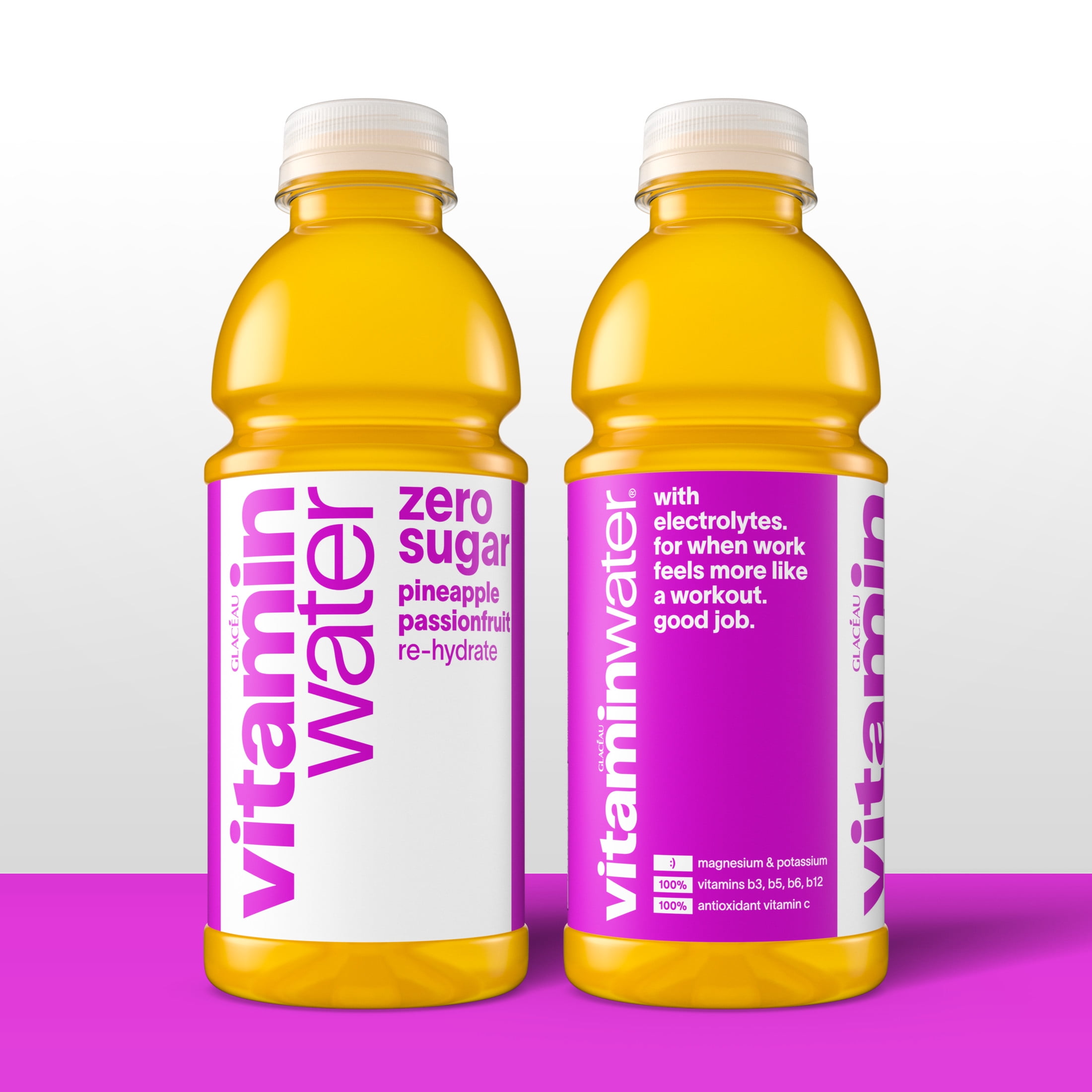 vitaminwater Re-Hydrate Zero Sugar Pineapple Passionfruit Flavored Water Beverage, 20 fl oz Bottle