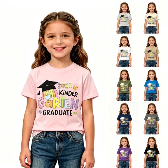 LILIYA Back To School Outfits for Girls Boys Preschool To 5th Grade Classic Girl Short Sleeve T-Shirt Girl Summer Clothes