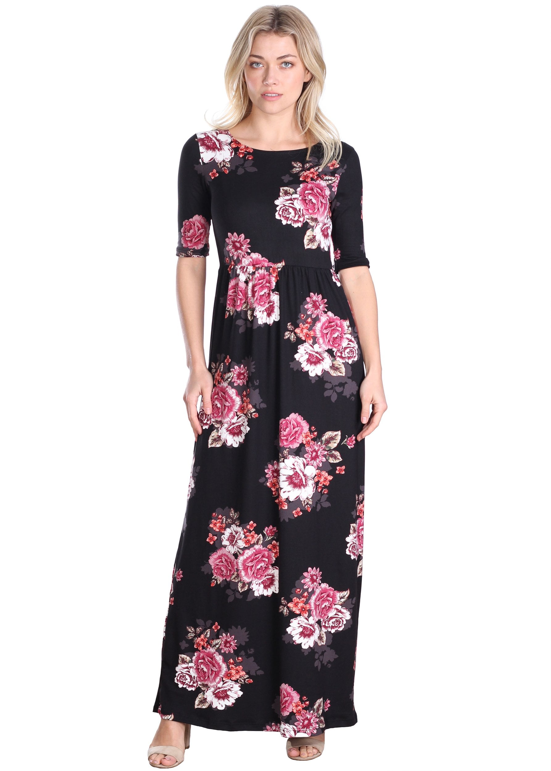 Cut & Paste - Women's 3/4 Sleeve Printed Maxi Dress, DT08 - Made in USA ...