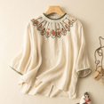 thumbnail image 2 of Womens Casual Crew Neck Top Linen Loose Fit Crew Neck 2026 Fashion Summer Tees 3/4 Sleeve Floral Print T Shirts, 2 of 5