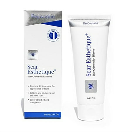 rejuvaskin scar esthetique scar cream with silicone - 23 effective ingredients - improves new and old scars - (2 fl.