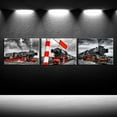 thumbnail image 3 of Hieng 3 Piece Canvas Wall Art Black and Red Steam Locomotive Train Poster Pritns Old Vintage Steam Engine Pictures Modern Home Decor(only canvas), 3 of 6