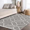 thumbnail image 4 of JONATHAN Y MERCER SHAG 4 x 6 Area Rug, Mercer Plush Tassel Moroccan Diamond - Gray/Cream, MCR105C-4, 4 of 4
