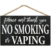 No Smoking Or Vaping Sign Please and Thank You Tin Sign Door Hanger Home Office Decor 8x12 inch Cave Indoor Outdoor Home Living Wall Decor, Metal Poster, Vintage Metal Tin Sign Plaque