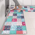 thumbnail image 2 of Kitchen Rugs Sets Of 2,Blue Boho Pioneer Flower Patchwork Pattern Anti Fatigue Kitchen Mat Rugs Non Slip Washable,Decorative Kitchen Floor Mats for Kitchen,Sink,Laundry,17"X47", 2 of 5