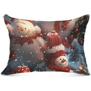 Bestwell Cute Christmas Snowman Plush Pillow Case,Zippered Bed Pillow Pillowcases,Super Soft and Cozy Pillowcase Covers for Sleep Decoration - King Size 20x40in