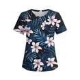 thumbnail image 6 of Erwazi Women's Short Sleeve Printed Blouse Zip V Neck Trendy Relax Fit Pullover Summer Casual Tops, 6 of 6