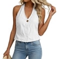 thumbnail image 6 of Noric Women's Halter Tank Tops Sleeveless Summer Casual Cotton Linen V Neck Loose Fit Tops, 6 of 7