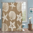 thumbnail image 3 of Beige Coastal Shower Curtain for Bathroom, Starfish Shell Ocean Nautical Waterproof Cloth Fabric Bathroom Accessories Set with 9 Rust Proof Plastic Hooks, 36"x72", 3 of 9