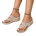 thumbnail image 5 of IUJSOY Womens Flip Flops Summer Wedge Shoes Cushion Footbed Boho Sandals Orthopedic Dress Slides, 5 of 9