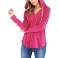 thumbnail image 4 of gakvbuo Fall Tunic Tops For Womens Long Sleeve Tops Loose Fitting Casual Drawstring V-Neck Hooded Pullover Sweatshirts, 4 of 6