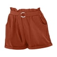 thumbnail image 4 of Women's Shorts Summer New Europe And The United States Loose Waist Strap Pocket Solid Color High Waist Casual Shorts Women, Women's Shorts XXXL, 4 of 5