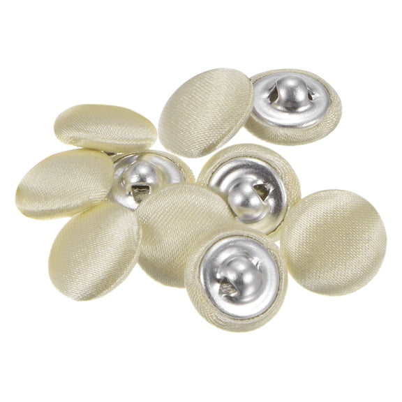10pcs 20L Fabric Cloth Covered Button 12.5mm Round Metal Shank Sewing Buttons for Suits Blouses Sweaters, Champagne