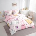 thumbnail image 3 of Manfei Cute Cartoon Ghost 7 Pieces Bedding Comforter Set,Pink Bowtie Bow Full Bedding Set,Happy Halloween Fitted Sheet Flat Sheet For Girl Kids,Luxury Bedroom Decor Reversible, 3 of 8