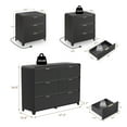 thumbnail image 3 of 6-Drawer Dresser and 3-Drawer Nightstand Sets for Bedroom,3PCS Bedroom Set with Golden Handles,3 Drawer with Charging Station, Wood Chest of Drawers Mid Century Storage Cabinet Set,Balck, 3 of 10