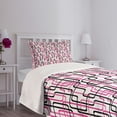 thumbnail image 5 of Ambesonne Geometric Quilted Bedspread Set 2 Pcs, Wavy Lines Funky, Twin Size, Hot Pink White Black, 5 of 6